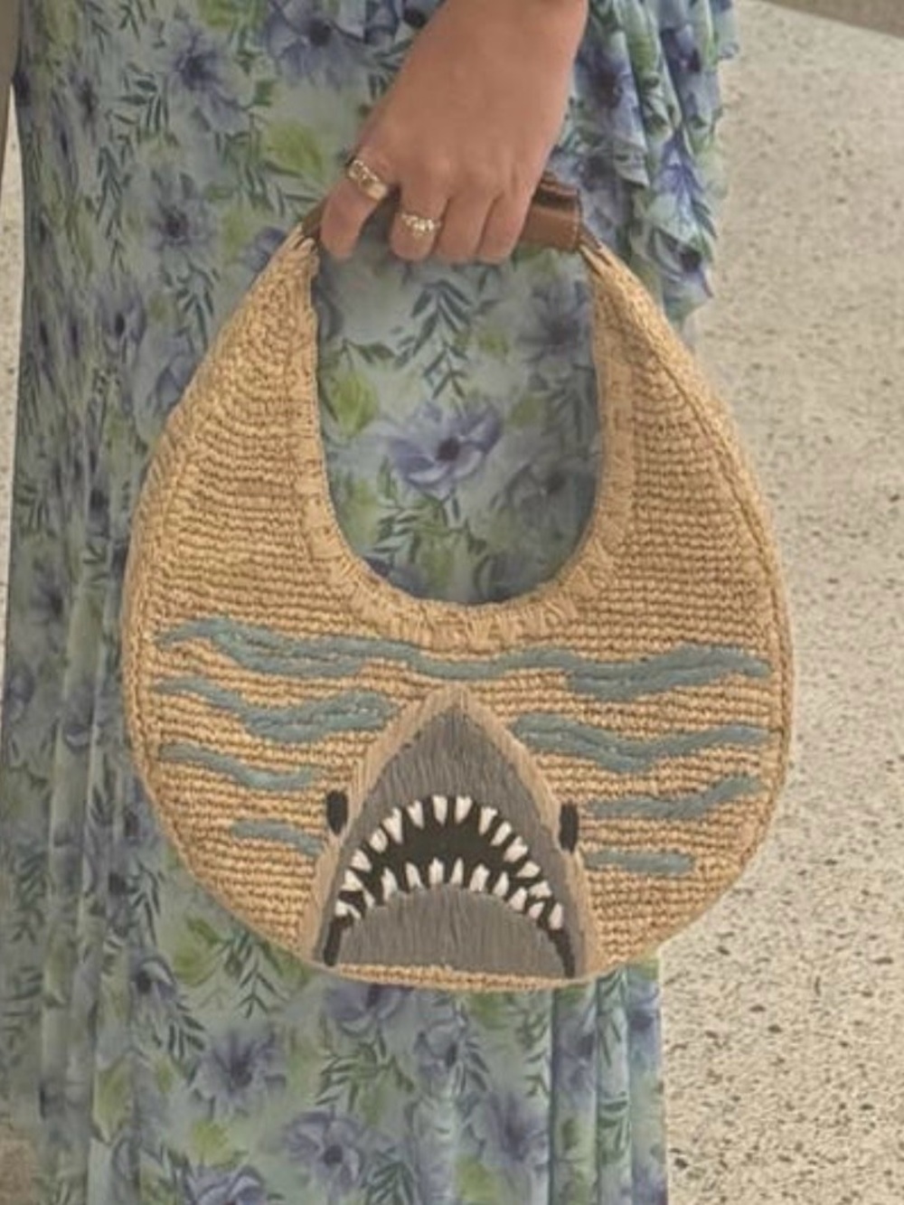 Staud Moon Shark Great White Raffia Shoulder Bag handbag - Picture 5 of 9